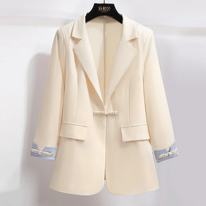 丝柏舍2025流光风秋装新款女国风翻领中长款新中式外套S51B0799A