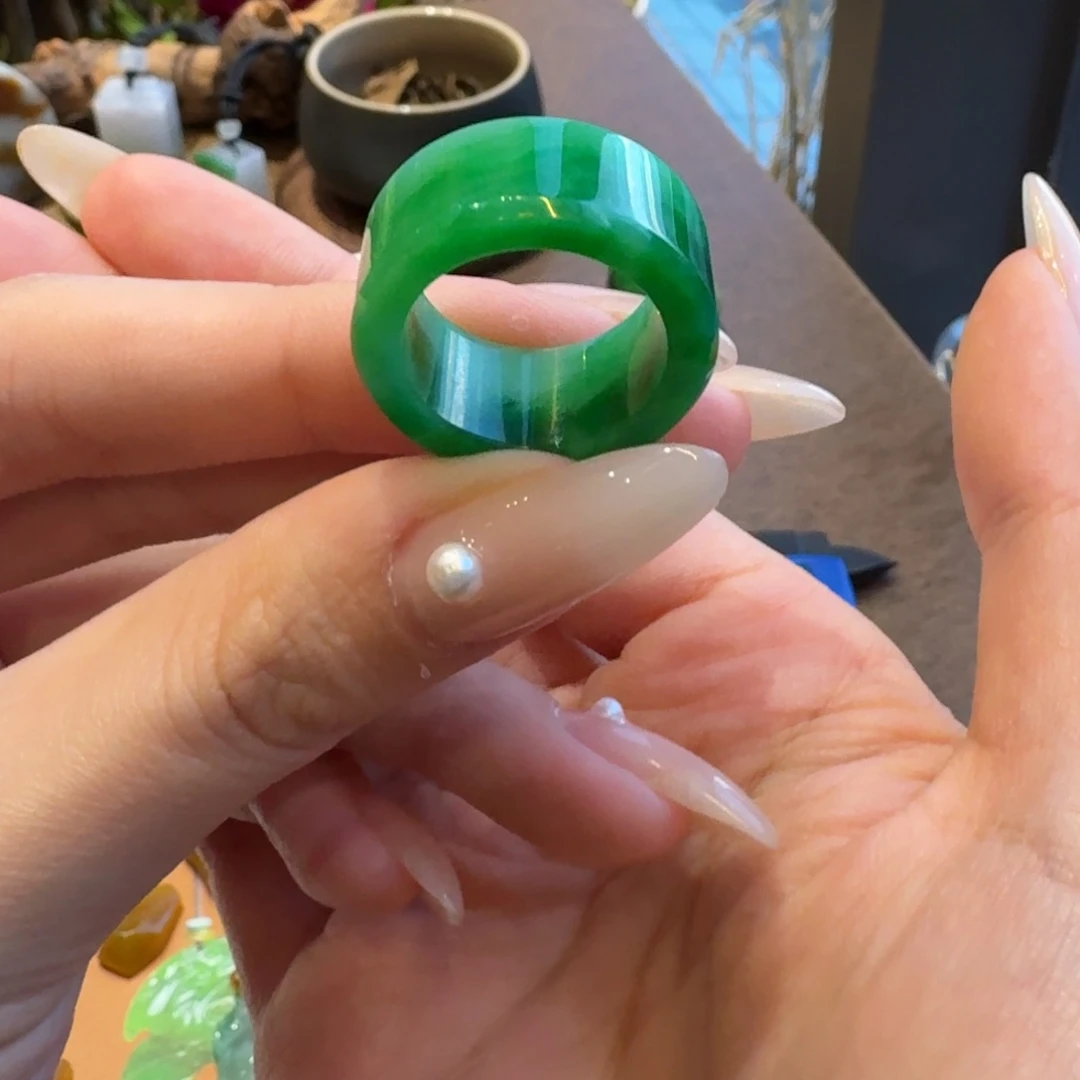 翡翠颈饰未镶嵌满色扳指14#