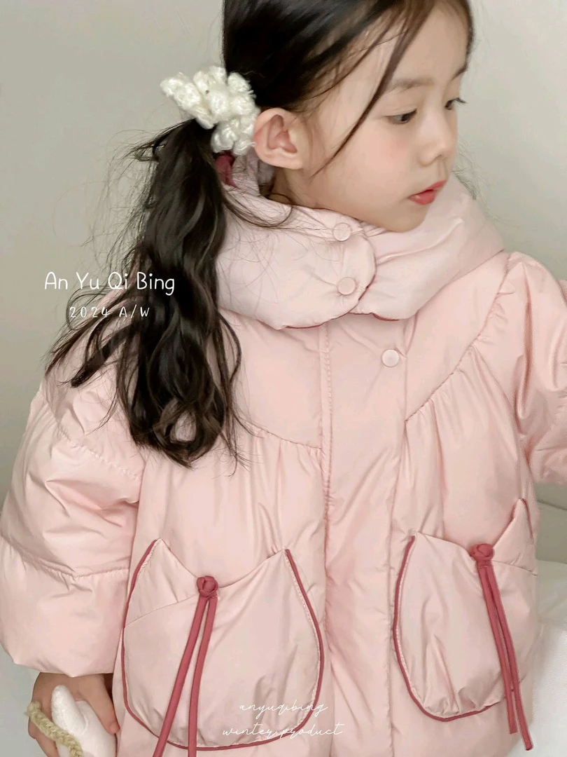 2024新款儿童羽绒服女童洋气韩版女宝保暖连帽轻薄中大童冬季