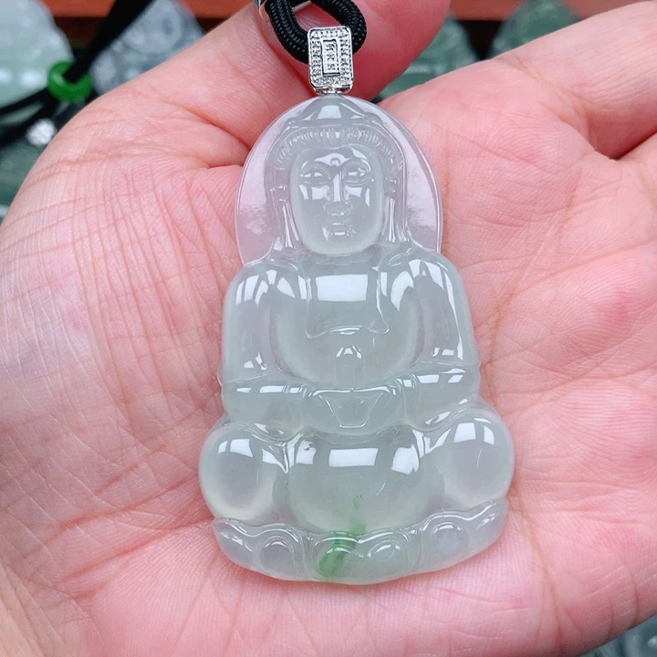 慈***酒翡翠18K金镶嵌吊坠(不含链)