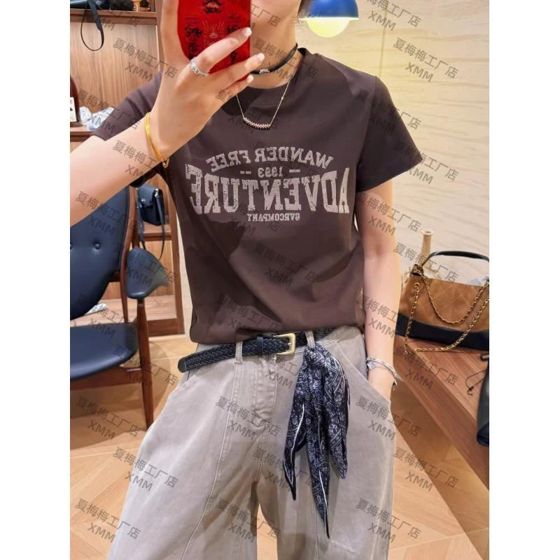 XMM.【早秋植绒字母短袖T恤】时尚百搭潮流高品质个性圆领休闲G6081