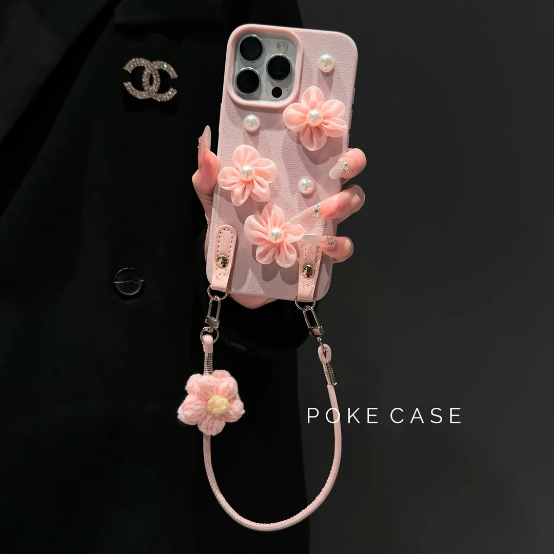 粉瓣凝珠手工DIY适用iPhone苹果16斜挎手机壳华为p70vivoppo小米