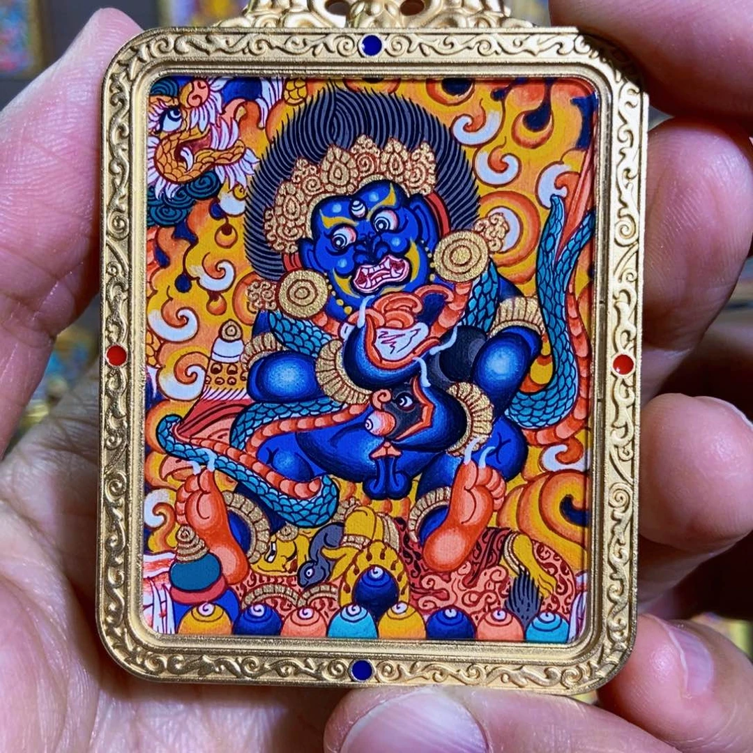 y***g吊坠热贡纯手绘唐卡黑财神