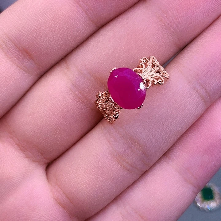 银S925镶嵌戒指红宝石