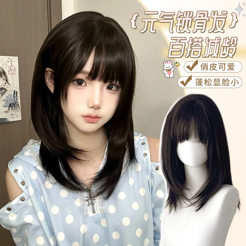 假发女短发Lolita空气刘海齐肩锁骨发少萝萌妹中长发日常全头套式