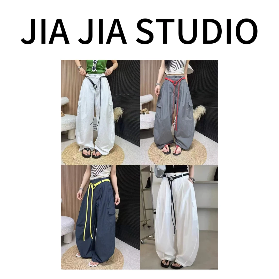 嘉嘉推荐#8952【夏季-薄款】休闲高腰宽松工装裤