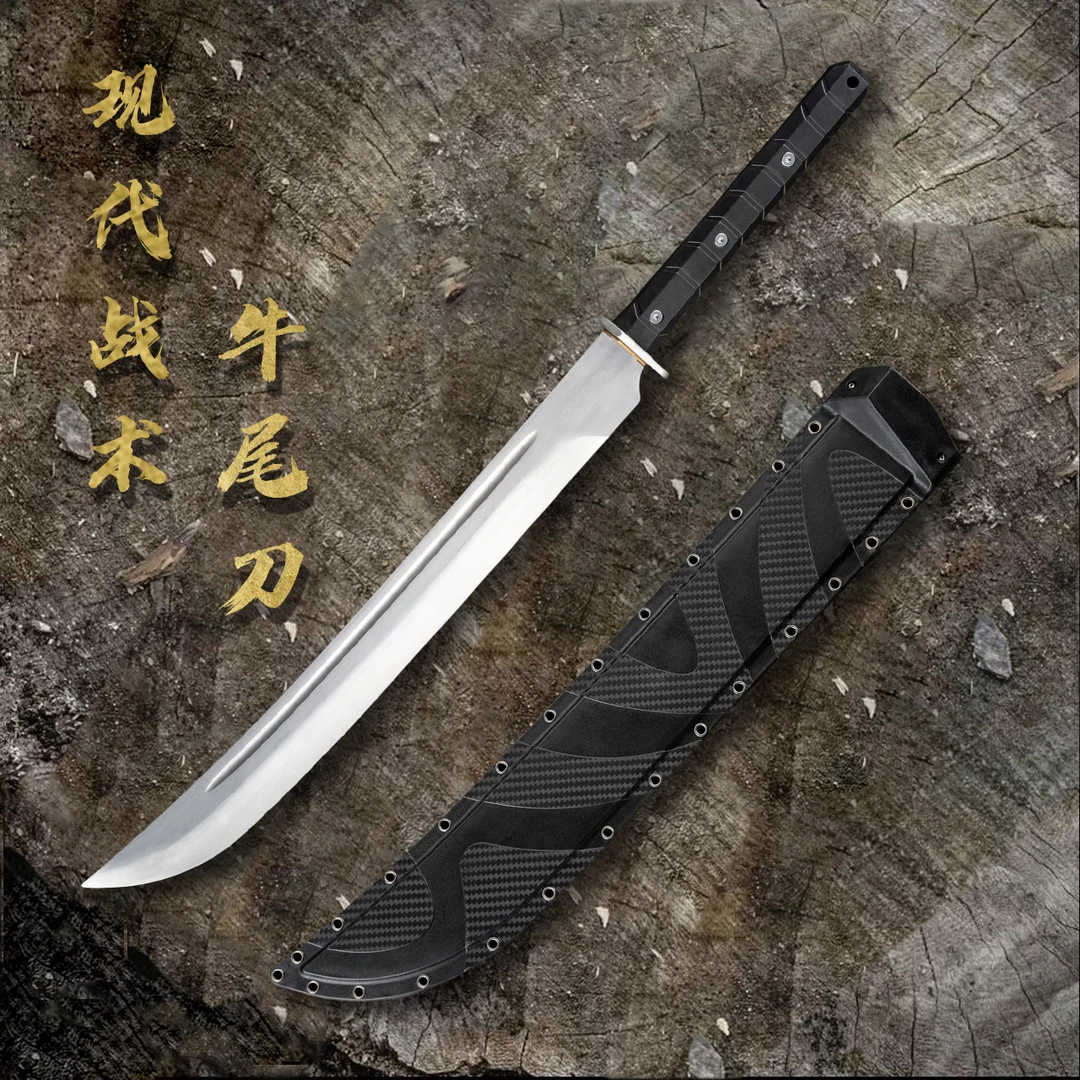 现代牛尾刀-龙泉刀剑K鞘刀剑汉剑高锰钢一体龙骨牛尾刀未开刃