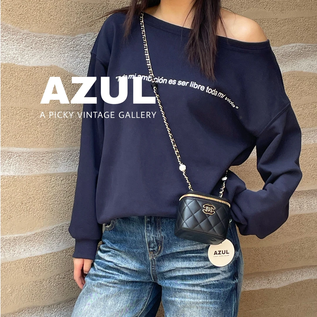 95新 Chanel/香奈儿 23P黑金羊皮爱心双C链化妆方盒斜挎包 41447