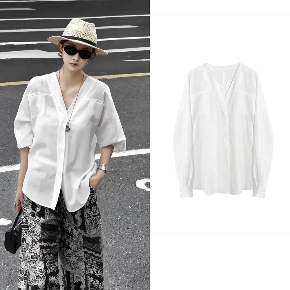 【大眼刘lia】亚麻人棉 松弛老钱慵懒随性亚麻衬衫