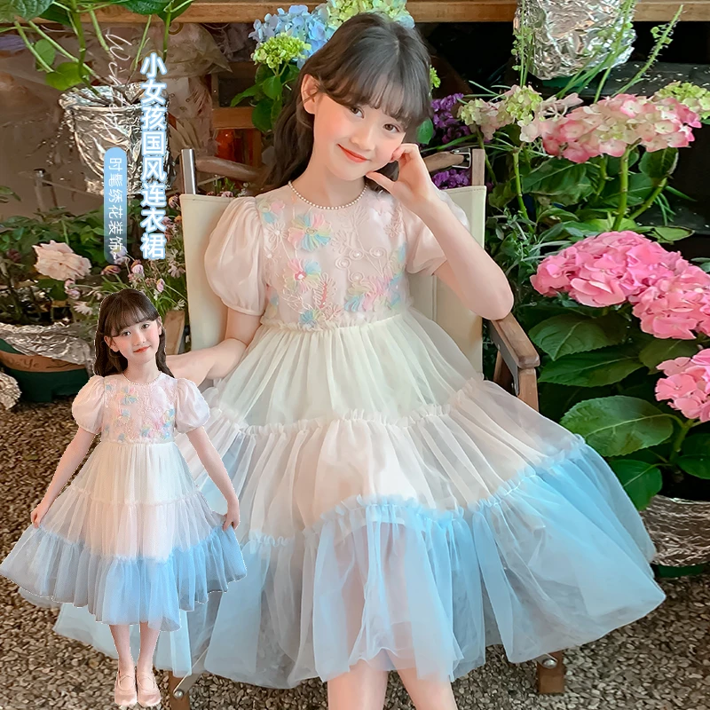 女童公主裙2025夏装6-12岁高档中大童女宝生日裙子夏季儿童连衣裙