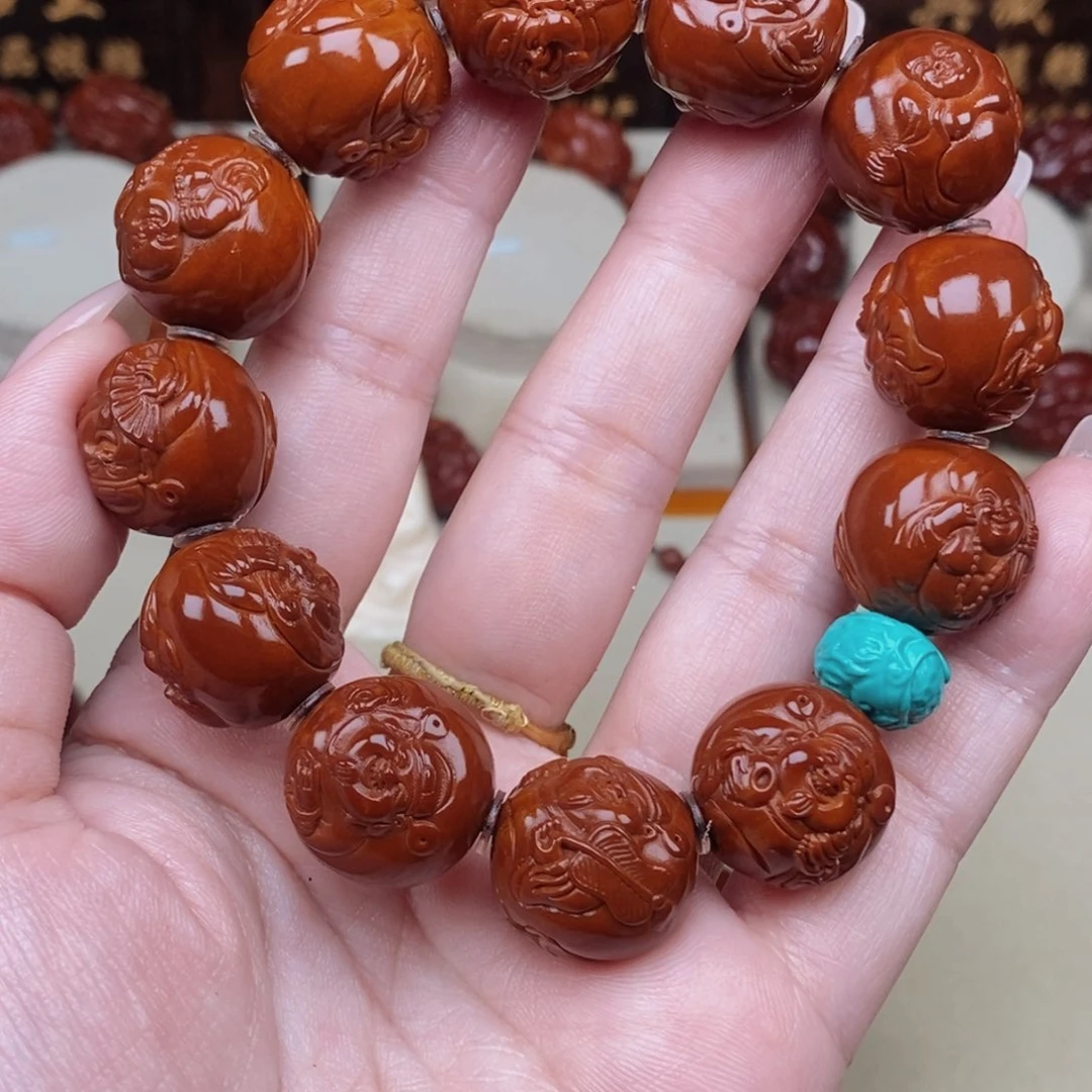 橄榄核吊坠乐*正圆财迷