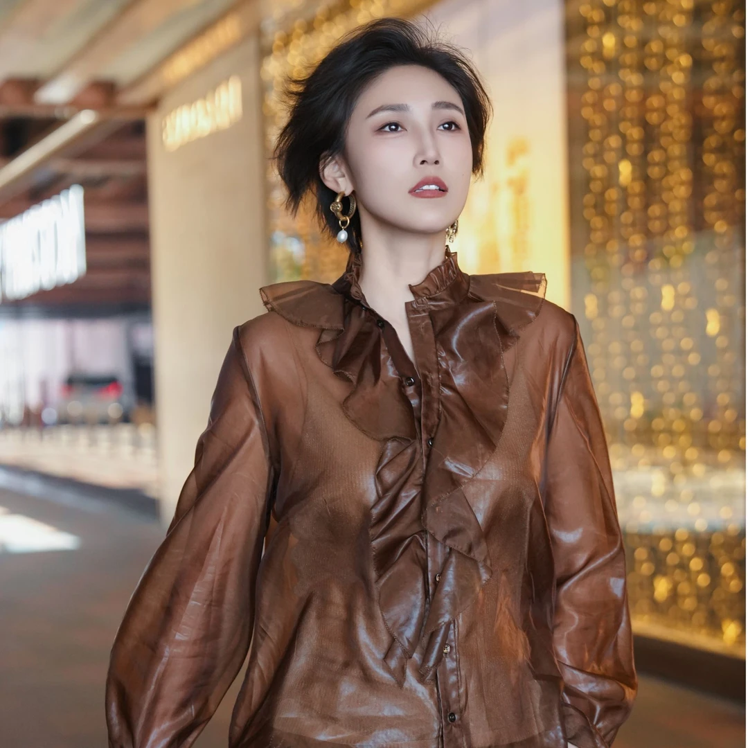 limil/丽米儿荷叶领气质高级衬衫930021