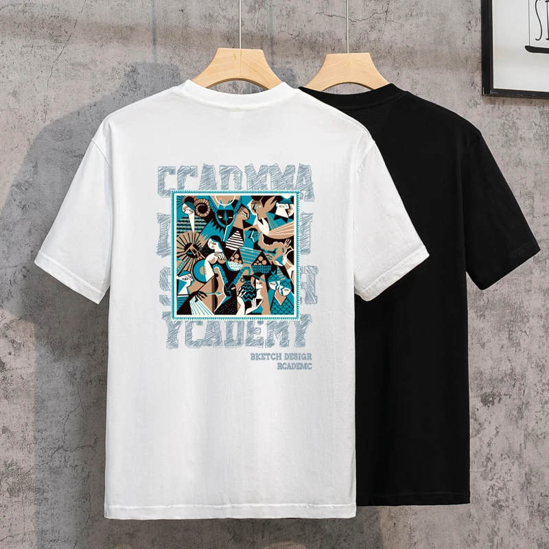 夏季重磅潮牌纯棉短袖t恤男士时尚百搭潮流个性国潮半袖体恤衫T恤