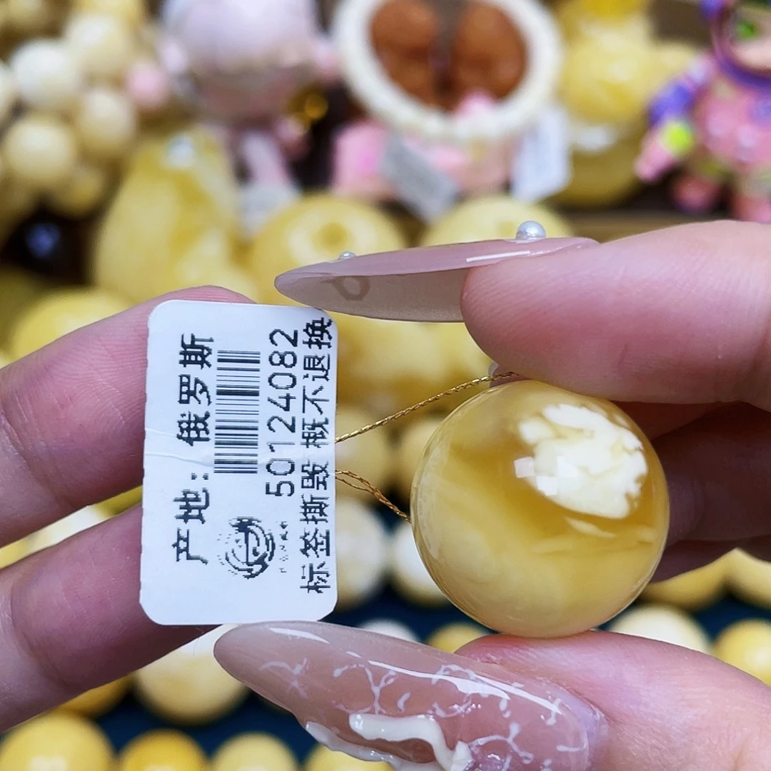 未镶嵌蜜蜡裸石金白溶洞妖花19.5mm瑕