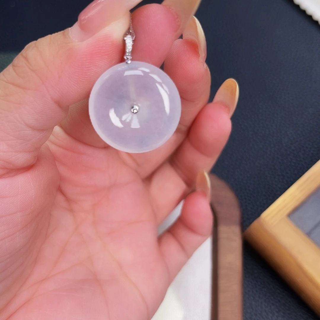 翡翠18K金镶嵌吊坠(不含链)缅料A货 中地大质检发货