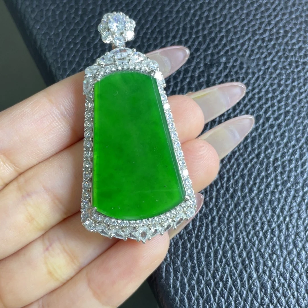 翡翠银S925镶嵌吊坠(不含链)