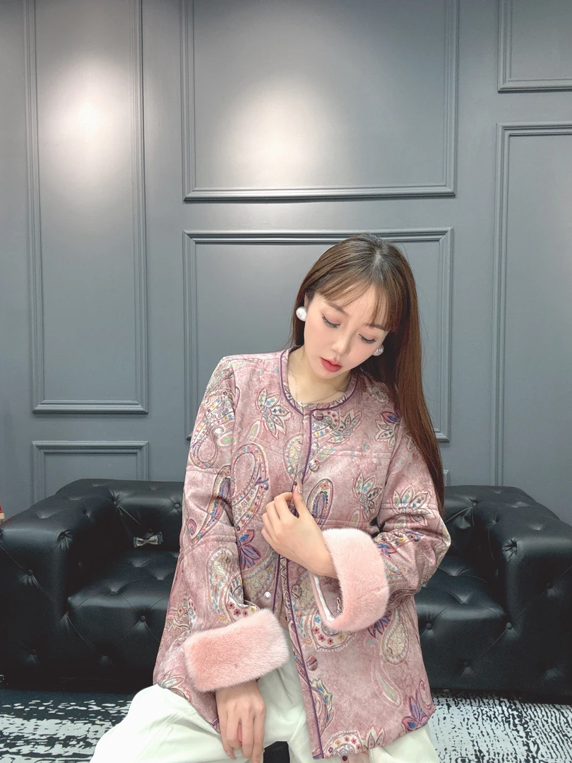 JDJ洁哥 MF60673-3中长款白鹅绒水貂毛香云纱冬季外套