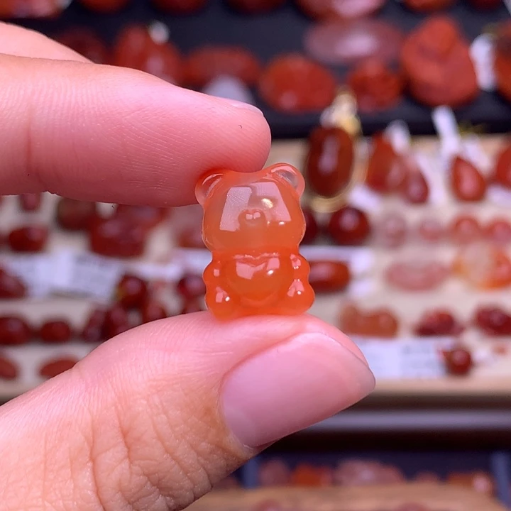 南红玛瑙未镶嵌珠宝半成品爱心小熊