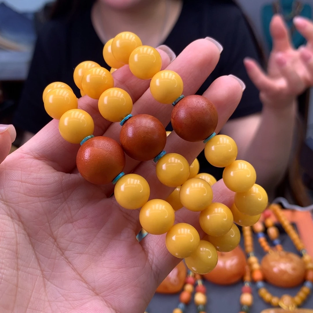 未镶嵌蜜蜡手串多样性发一