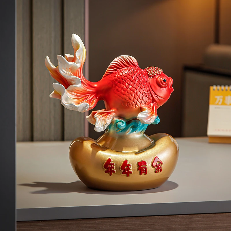 皇博年年有余办公室锦鲤开业招财摆件客厅酒柜装饰乔迁新居礼物
