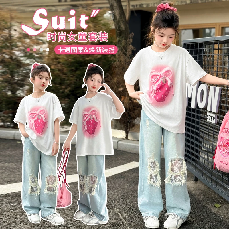 女童夏季套装2025新款6-12岁15岁中大童休闲运动洋气小女孩两件套