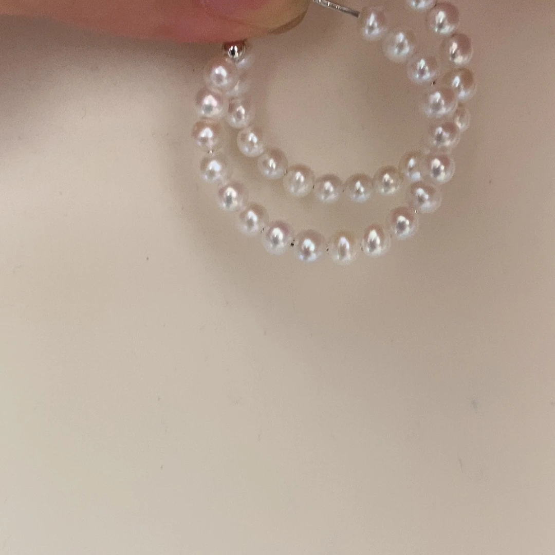 银S925镶嵌耳饰淡水珍珠