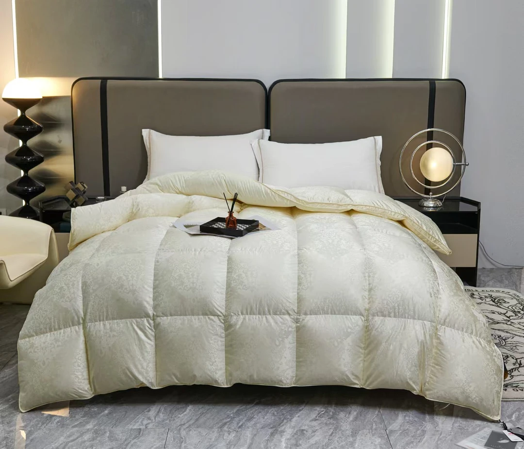 （重磅30姆米真丝）羽绒被立体双层静音提花99冰岛加厚白鹅羽绒被