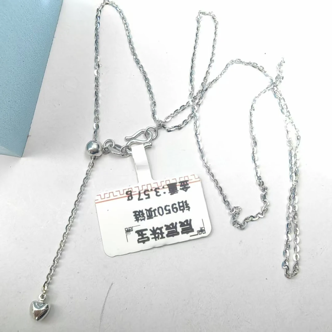 PT950铂金项链 抽拉可调节 简约闪O铂金项链 百搭万能链