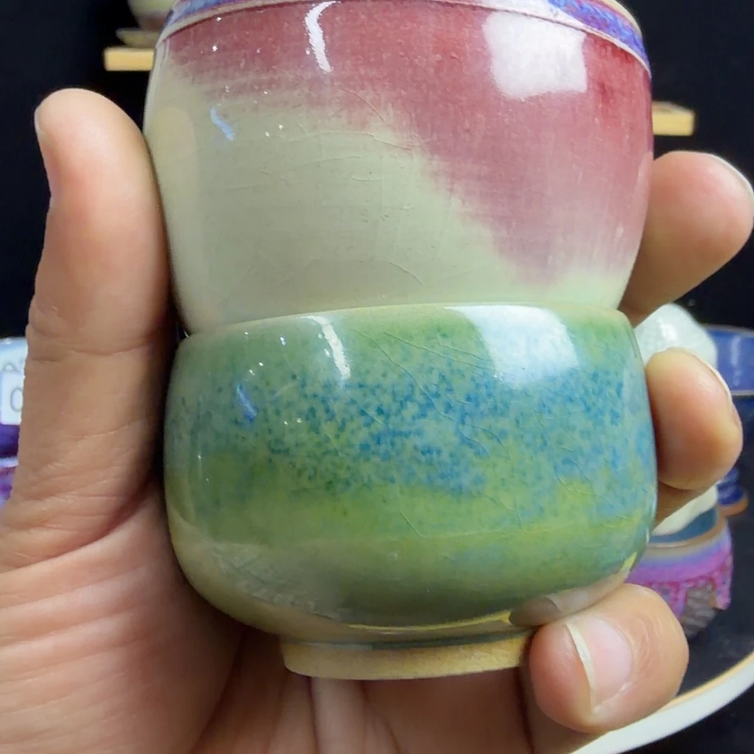 天***宝钧瓷杯子漂亮两个钧瓷杯