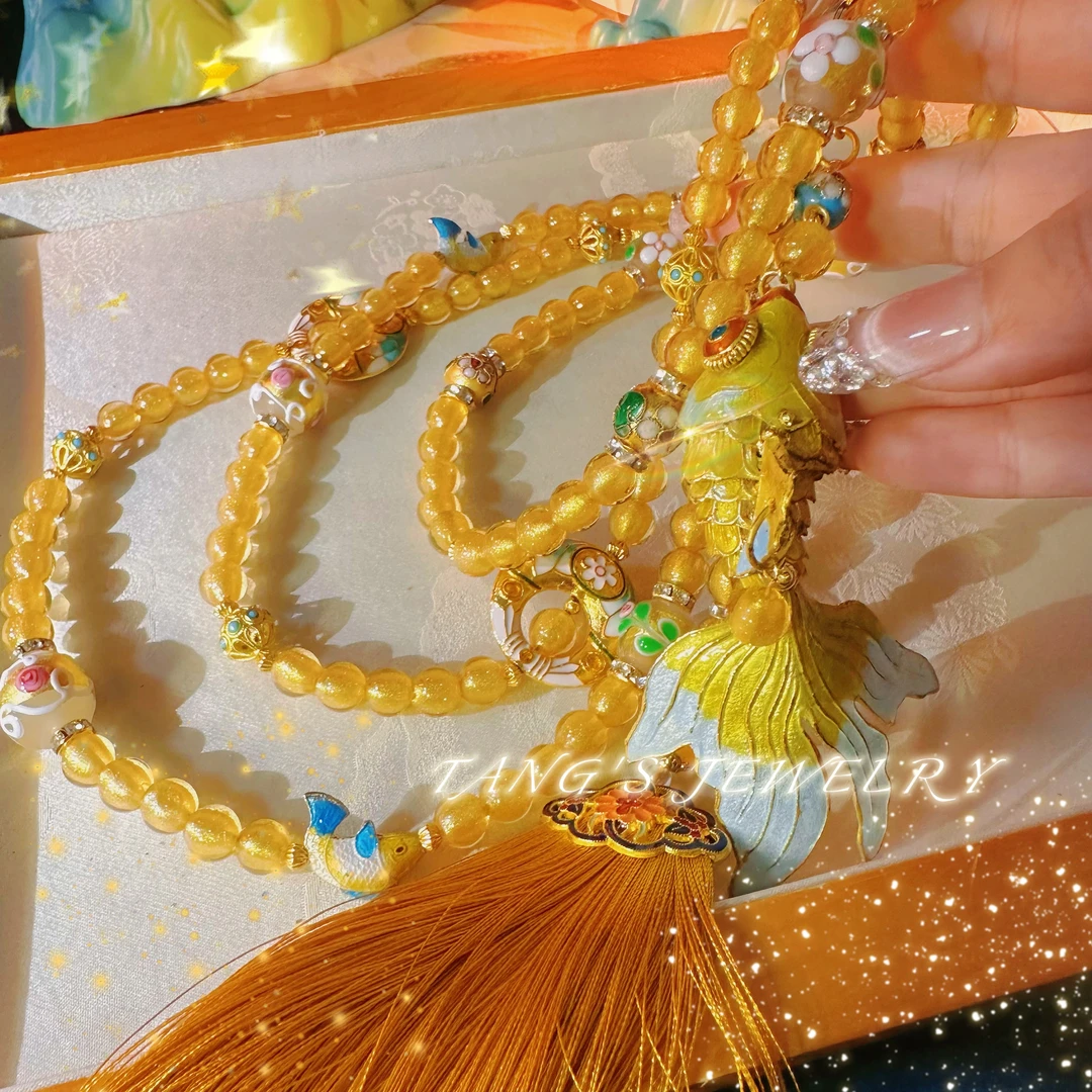 金鳞映月 金锦鲤 斜挎多用身体链 非遗国风新中式