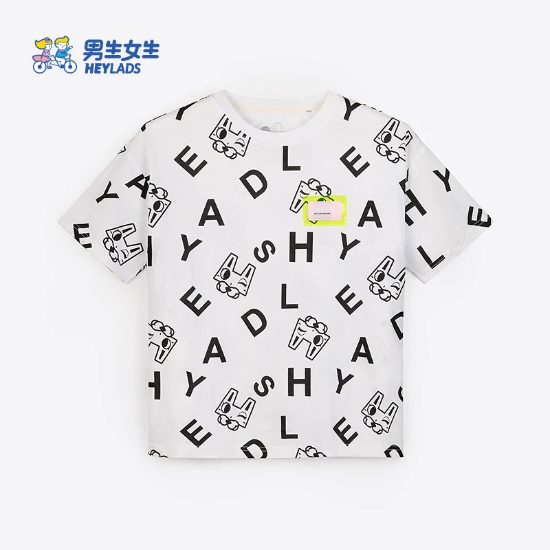 男生女生女大童时尚趣味字母印花短袖T恤NJTCJ22506A