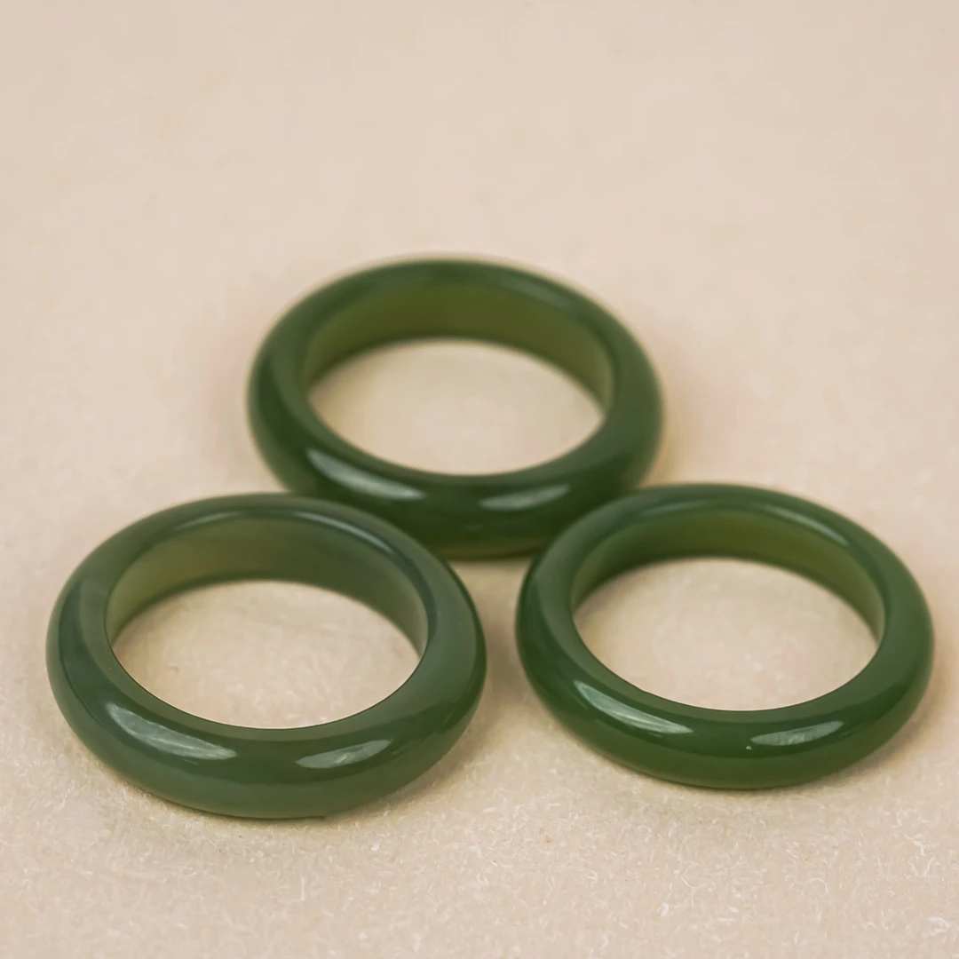 和田玉碧玉素圈戒指   多样性发一件