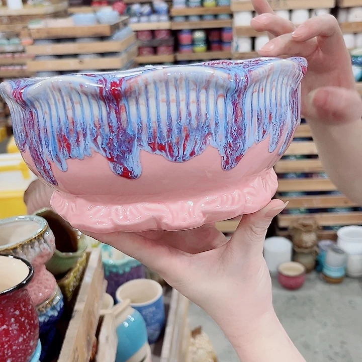 有孔.凑单10元陶瓷花盆发货！