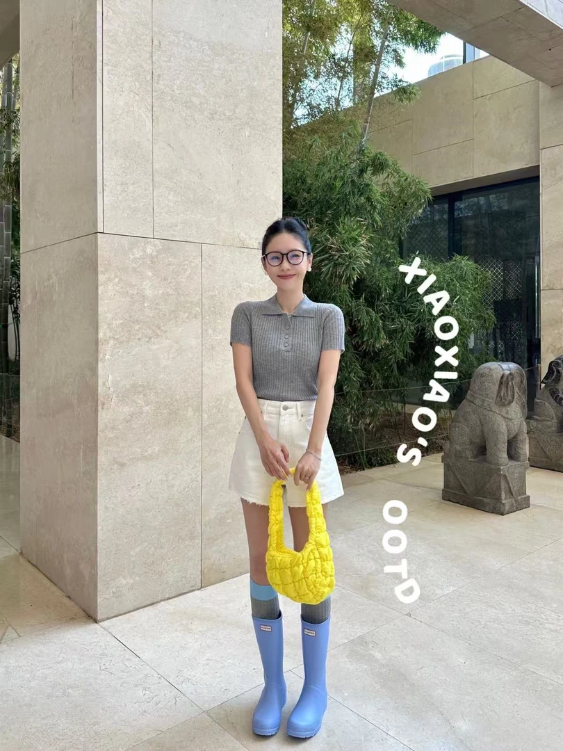 2025春夏新款短袖polo领显瘦上衣坑条显瘦针织短袖百搭直筒短裤