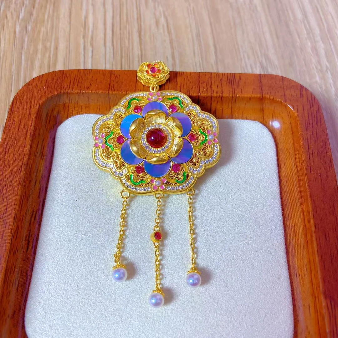 足金999 简约百搭梅花流苏锁包吊坠