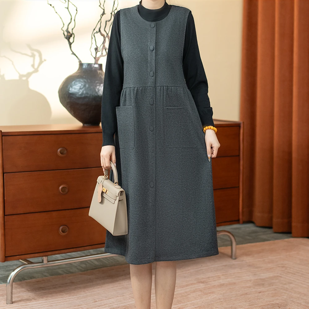 2024新款秋季洋气长裙显瘦宽松亲肤气质连衣裙2411-146