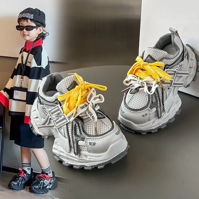 儿童老爹鞋2025春秋新款透气男童轻便运动鞋网面小学生女童鞋子