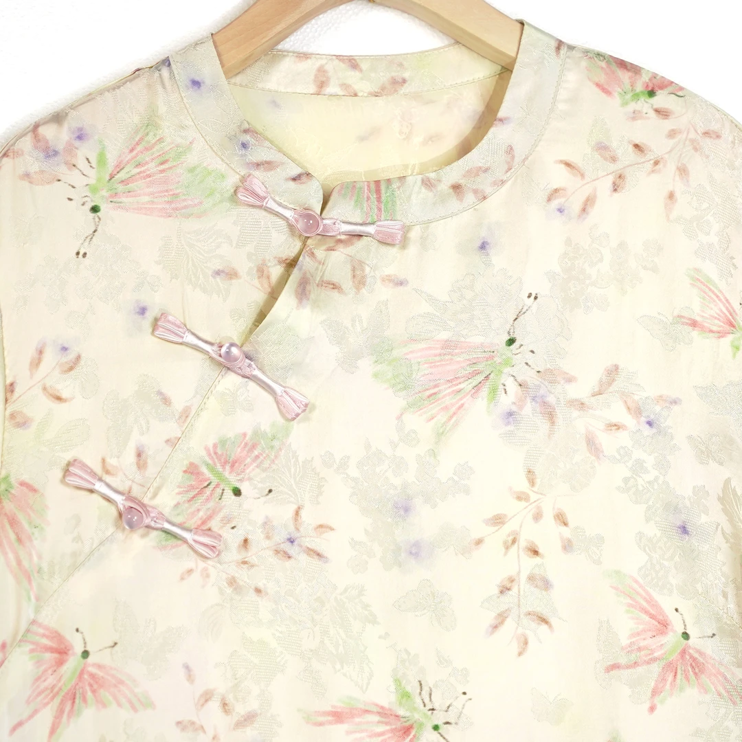 （画雨眠 ）连衣裙圆领改良中式春夏季女装宽松连衣裙 FS2412142