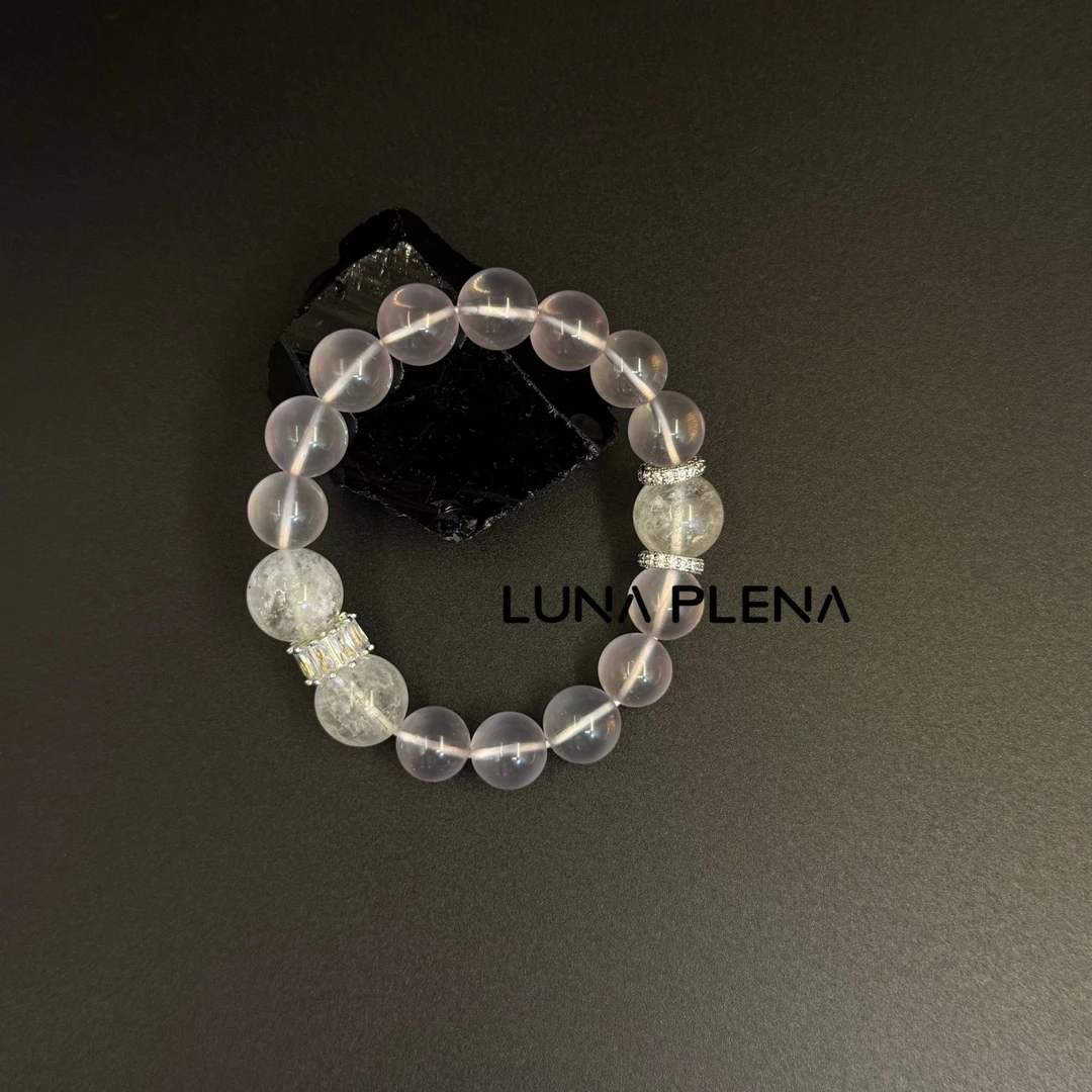 《知己》系列白阿赛天然星光粉水晶桃花闺蜜设计款手串