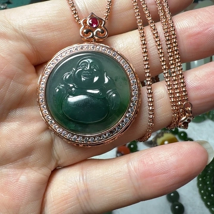 翡翠银S925镶嵌颈饰吊坠