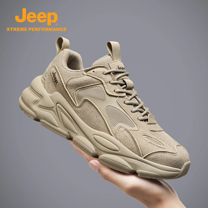 Jeep吉普登山老爹鞋2025冬季新款厚底增高户外徒步耐磨防滑运动鞋