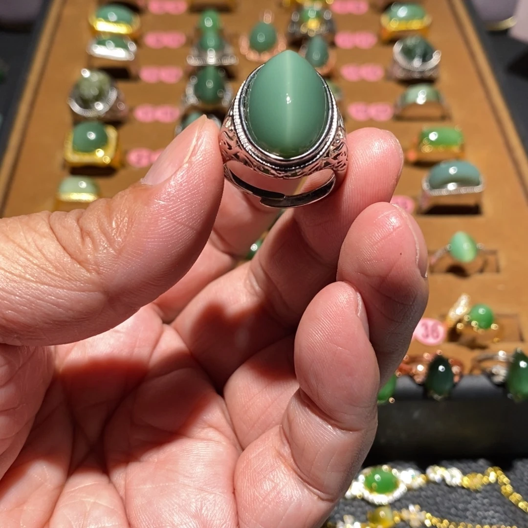 油***子和田玉（糖玉）未镶嵌戒指