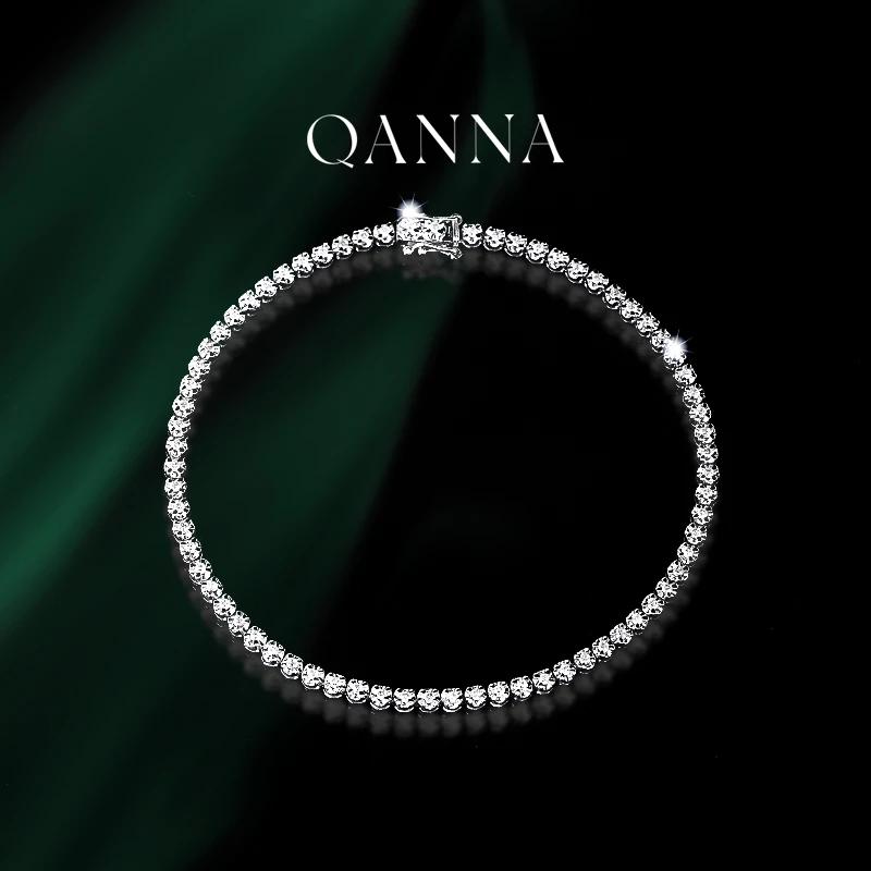 QANNA【1克拉 圆钻手链】18K金百搭气质豪华钻石手链AF