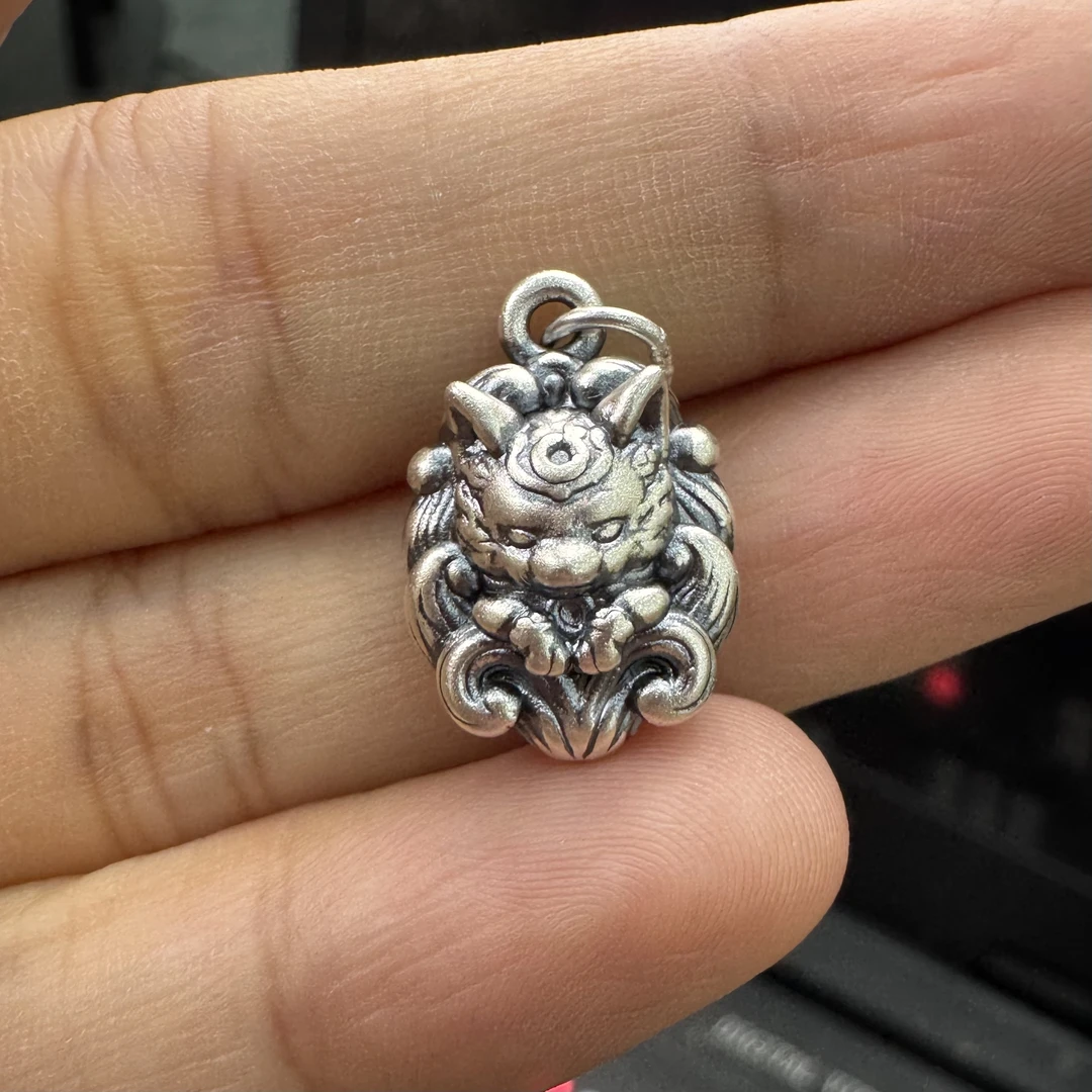 九乐 吊坠足银 做旧九尾狐吊坠s999