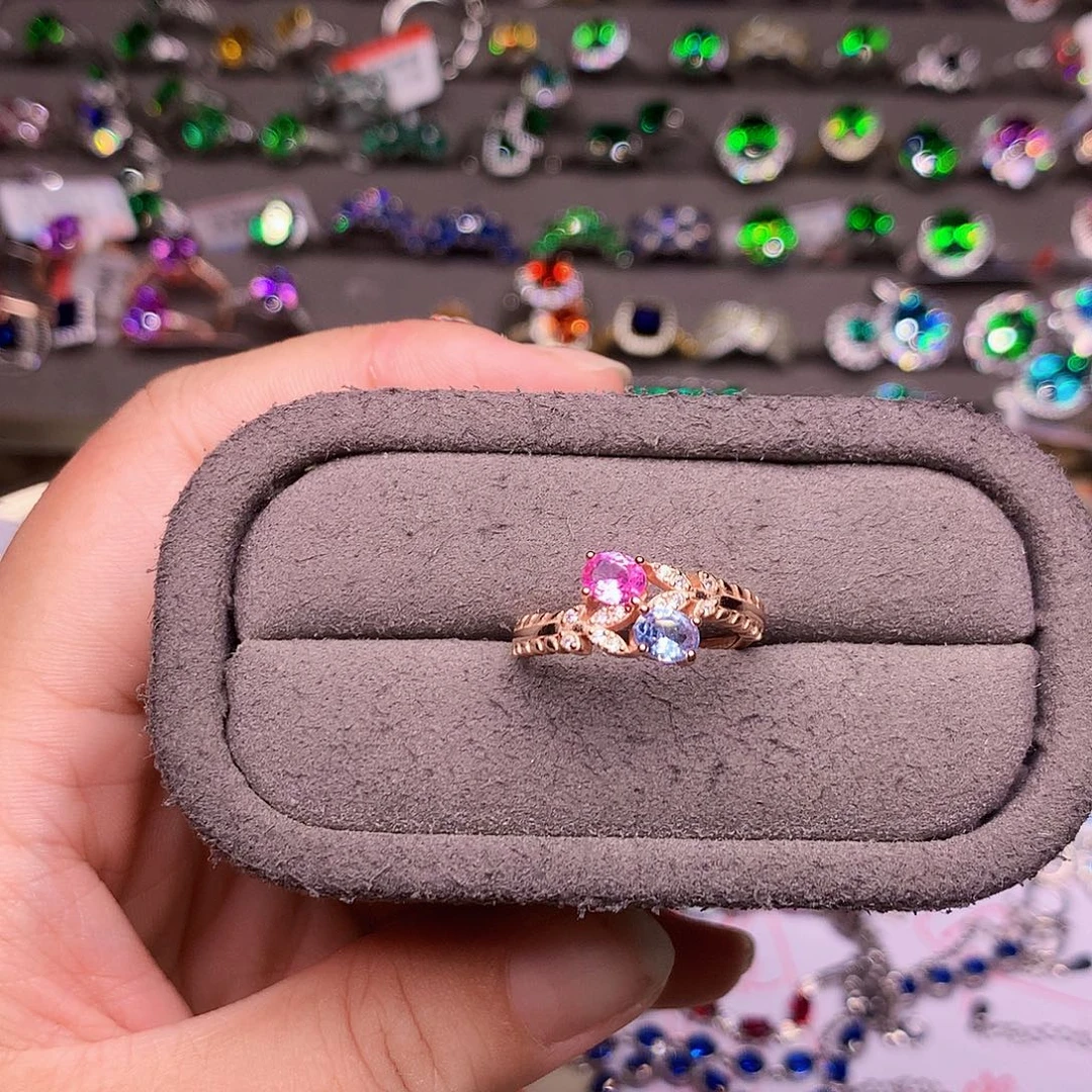 蓝宝石戒指银S925镶嵌