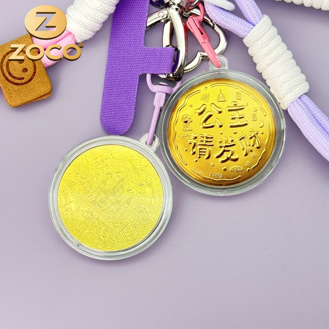 ZOCO 999金新款公主请发财钥匙扣包包手机挂件送女生情人节人礼物