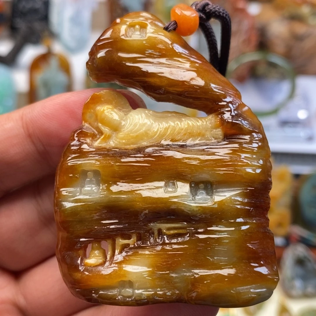 翡翠未镶嵌颈饰缅甸天然翡翠卧佛挂件