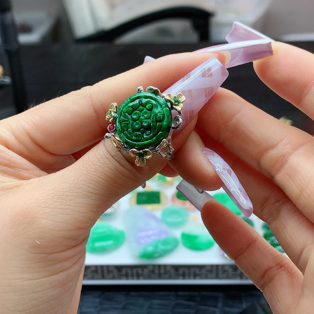 【闪购商品】翡翠戒指银S925镶嵌，