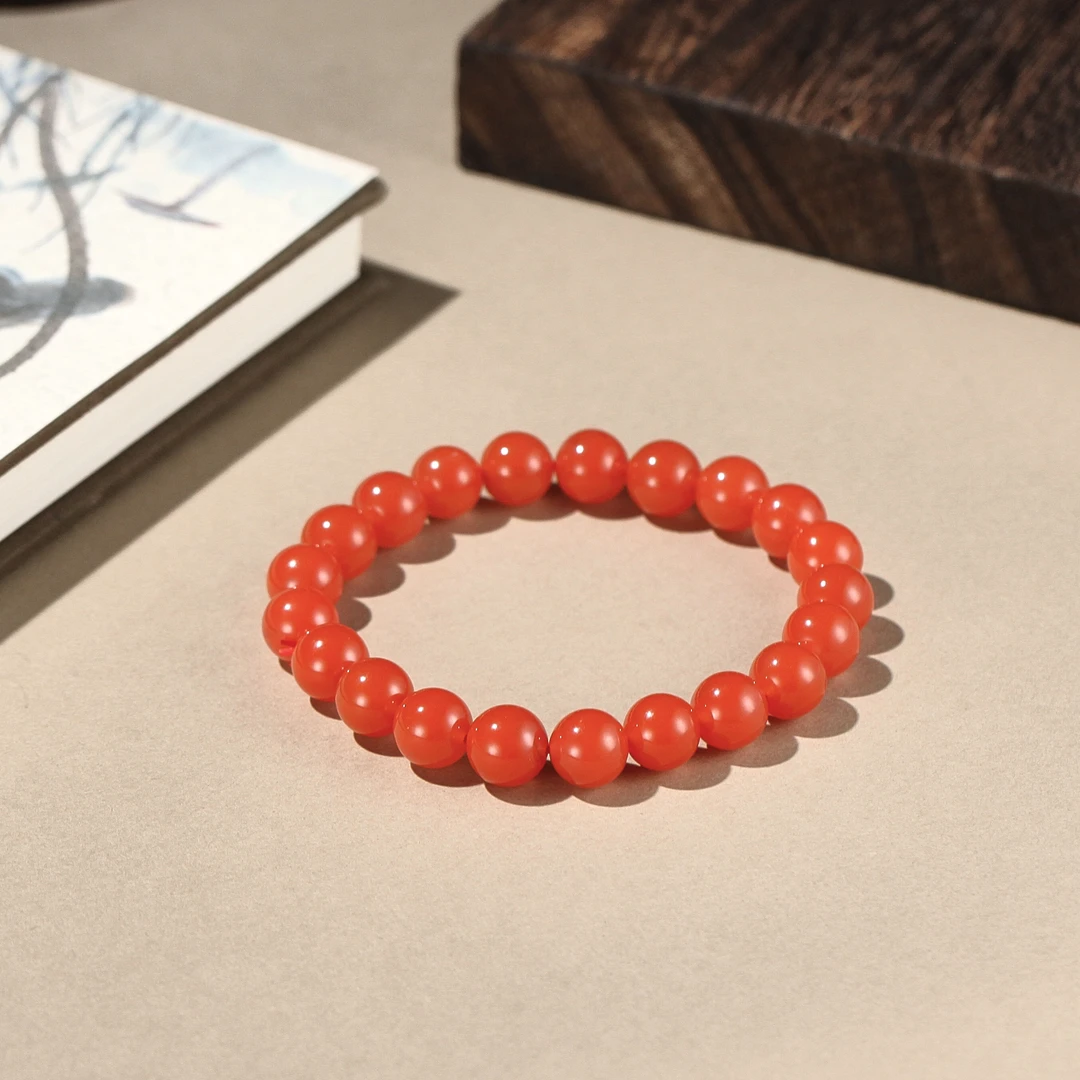 天然保山滴水洞南红玛瑙手链9mm YC2710087