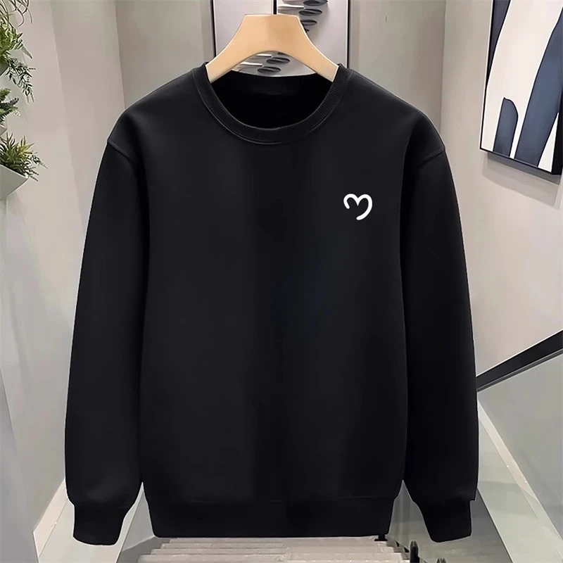 仓石一树潮牌爱心长袖卫衣男款秋冬季加绒保暖简约休闲风情侣上衣